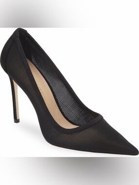 Stuart Weitzman Black Mesh Pointed-Toe Stiletto Stuart 100 Pump